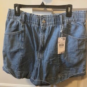 Mango Paperbag Rolled Hem Denim Shorts NWT